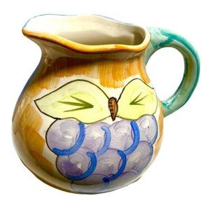 Vtg. Hand Painted Fruits Guyroc Pitcher